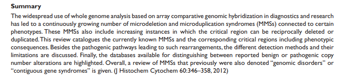 Microdeletion and Microduplication Syndromes